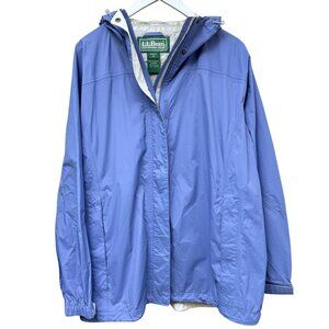 L.L. BEAN Womens Jacket Plus Size 2X Purple Zip Front Windbreaker Raincoat Hood